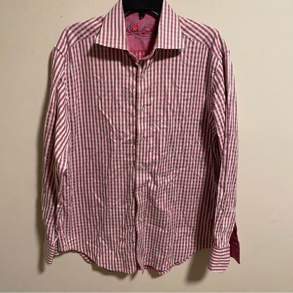 Robert Graham Pink Plaid Checkered Flannel Button Down Shirt- Size Large - Picture 2 of 6
